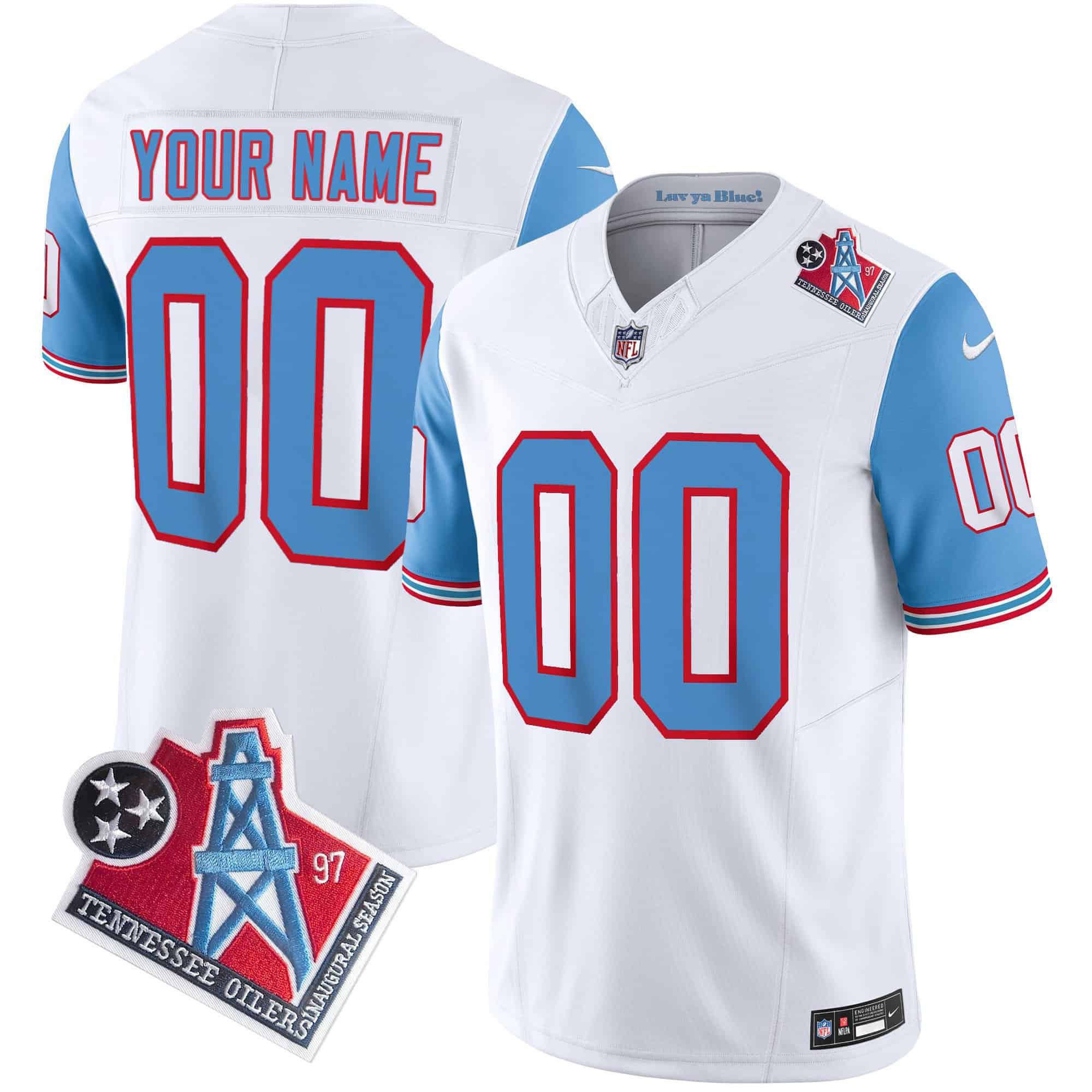 Men Tennessee Titans White 1997 Throwback 2024 Nike Limited Vapor Custom NFL Jersey->customized nfl jersey->Custom Jersey